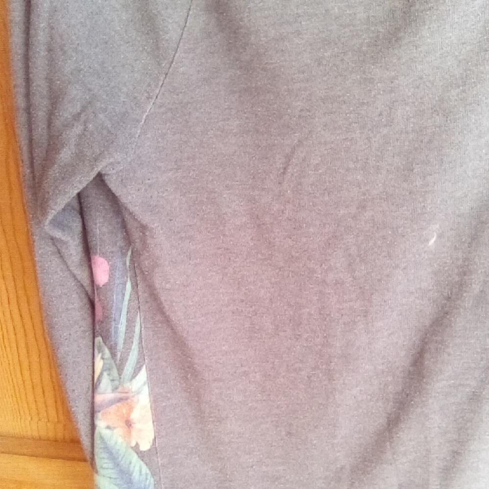 Gray Sweatshirt with Floral Detail